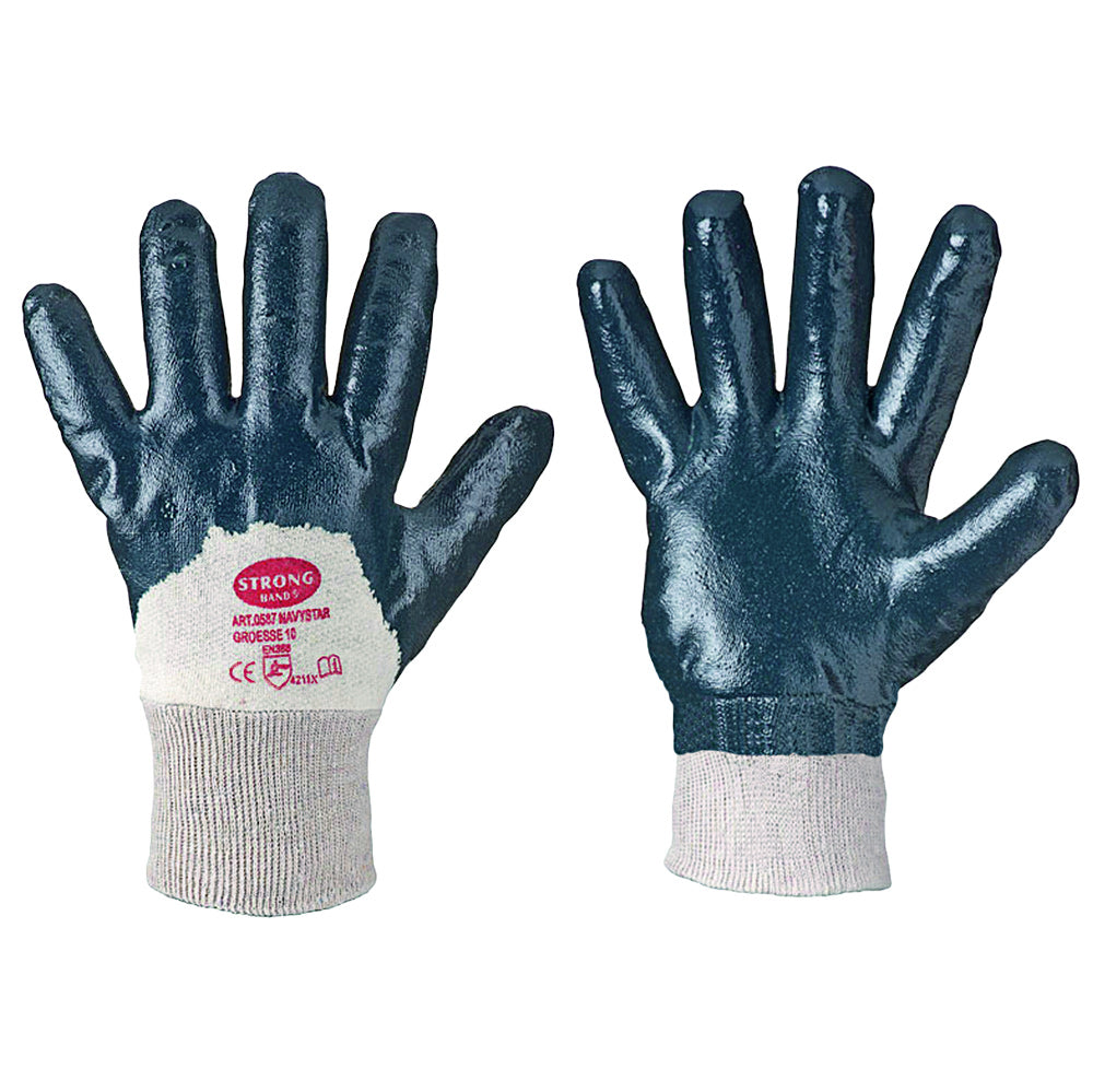NavyStar Half-Dipped Nitrile Glove with Ribbed Cuff